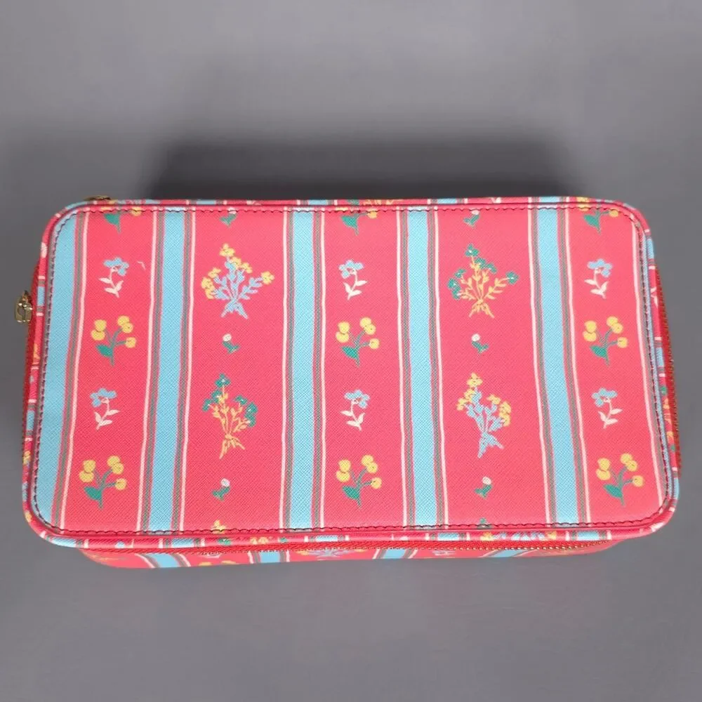 NEELY & CHLOE Women's Jewelry Case Travel Organizer Floral Zip Box Pink